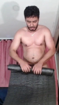 Exercising with a Resistance Band at Home and Naked