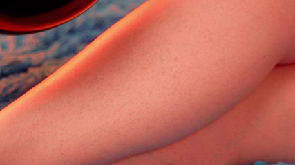 Arya Grander: Hairy legs close-up video slowly tease