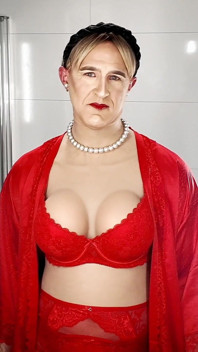 Sissy in Red Lingerie.