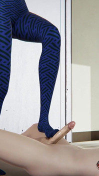 Gorąca Pani Davidson ręczna robota i footjob w jej niebieskie leggins service zrobić big dick spust dużo spermy