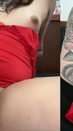 Tattooed Trans Girl Cum Playing with Her Hole and Dick thumbnail