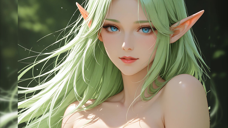 LustRender: Lustrender slideshow: Krásná nahá elf žena tekoucí vlasy - Ai Video