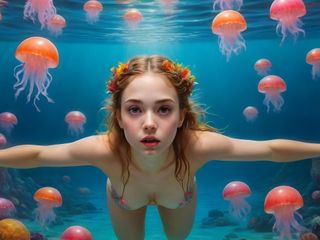 AI Girls: Gadis bugil 18 tahun lagi asik ayunan di dalam samudra