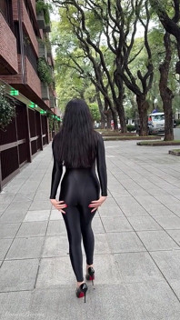 Goddess Worship in Nylon Catsuit, Humiliation, Spit Fetish