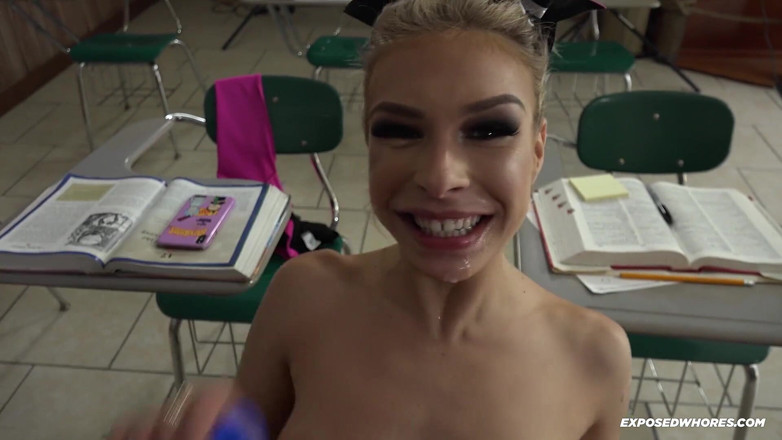 Exposed Whores Media: Big booty Latina cheerleader carmen sucks her teachers cock for...