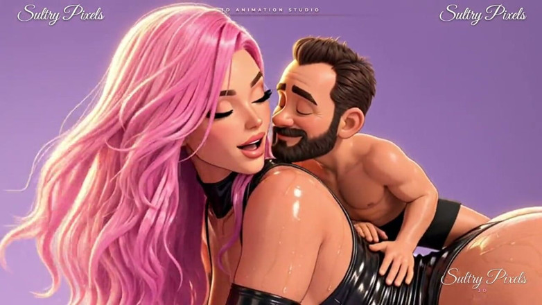 Sultry Pixels 3D: Anime raksasa rambut pink dientot sama pria mungil di film...