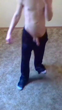 Trying a New Camera Angle; in Only Track Pants & Socks