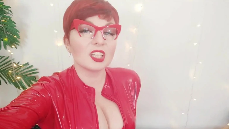 Arya Grander: Roter pvc-catsuit, vinyl-fetisch - domina pOV dirtytalk demütigung