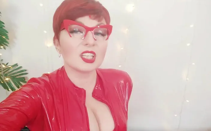 Arya Grander: Red Pvc Catsuit Vinyl Fetish - Femdom POV Dirty Talk Humiliation