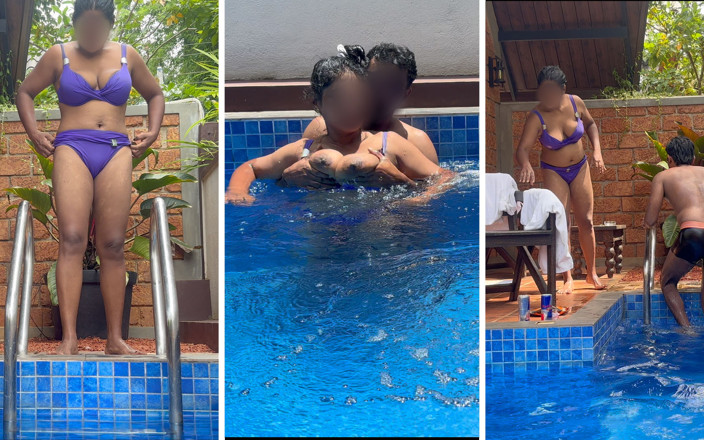 JANAKI: Pasangan desi berisiko Andawater Pool Seks - Payudara susu bawah air,...
