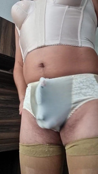 Sissy Orgasm Without Hands, with the Help of Two Vibration Devices, Using My Nylon Panties