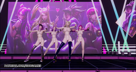 3D-Hentai Games: День дівчат - щось оголене танець Арі, Акалі, Evelynn, Kaisa 3D оголений танець без цензури