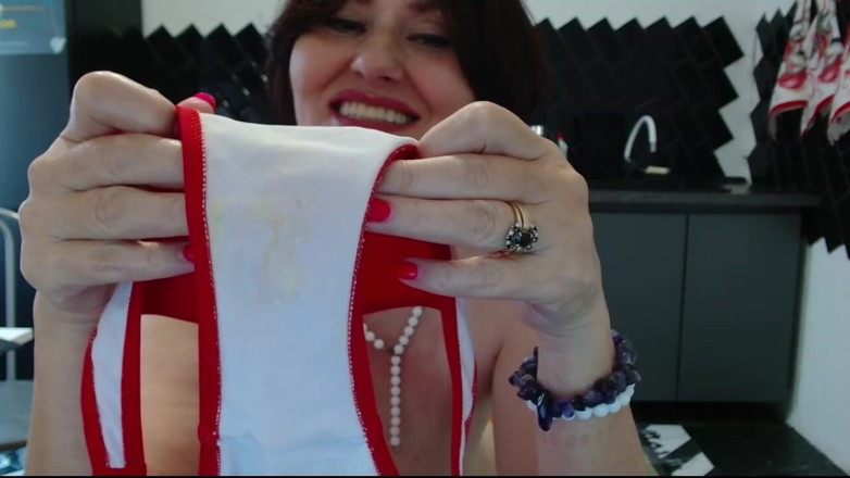 ANGELA_LADY: Summer Outfit in a Red Swimsuit, Drool Dripping From the...