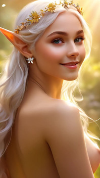 Nago Beauty Holding Stokrotka z Sunlit Gold Diamond Jewelry Artystyczny pokaz slajdów Ai