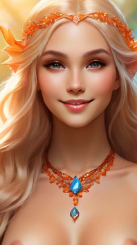 Ai Artistic Nud - femeie frumoasă care deține Gardenia cu bijuterii de diamant Topaz-portocaliu
