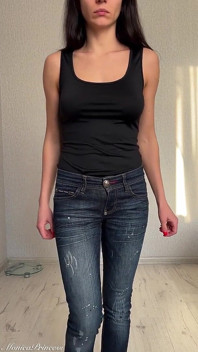 Pee in Jeans Standing up by Accident, Panty Wetting