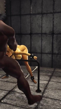 Spoutaná sexy blondýnka s mnoha prsy je ve vězení drsně ošukána obrovským černým ptákem