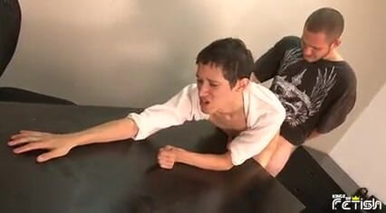 Gay Diaries: Brunette guy gets his ass drilled on the desk bareback...