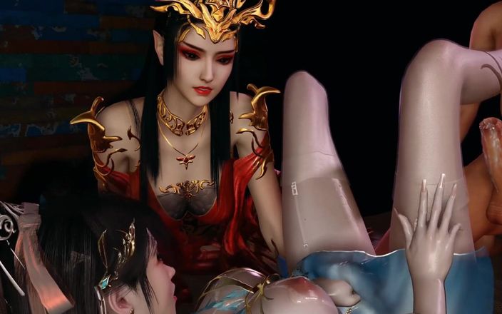 Why fuck so hard: 3D Horny Slut Asian Whores Sharing Big Dicks