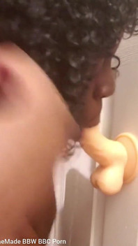 Blowjob Practice Sucking Mounted Dildo