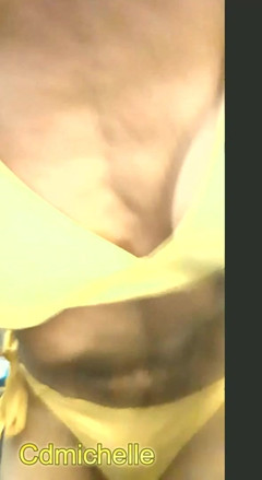 Cdmichelle Wearing Sexy Tan and Yellow Swimsuit
