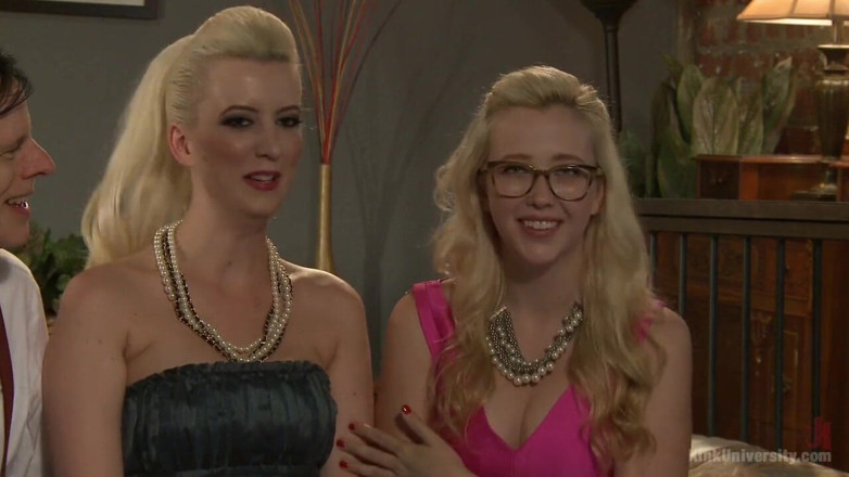 Kink University: Threesome sex with 2 hot blondes and a big cock