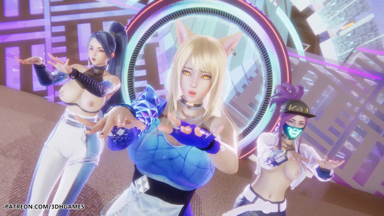 3D-Hentai Games: Mmd Kpop Demon Hunters - Huntrx - Golden Ahri Akali Kaisa striptease...