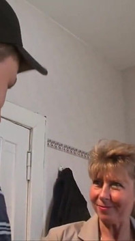 Horny MILF Watching Two Young Pigs Fuck