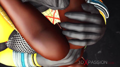 3dxpassion: Anubis mengongkek keras eboni hamba seksi di kuil Mesir