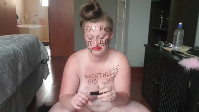 domslutfucker: Topless Big Boobs BBW Degrading Herself Out of Rage