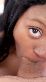 Cute ebony teen Lexxi Loads POV no hand bj and cum swallow