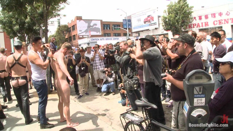 Bound in public: Cock Hungry Whore Cattle Prodded and Fucked at Dore Alley...