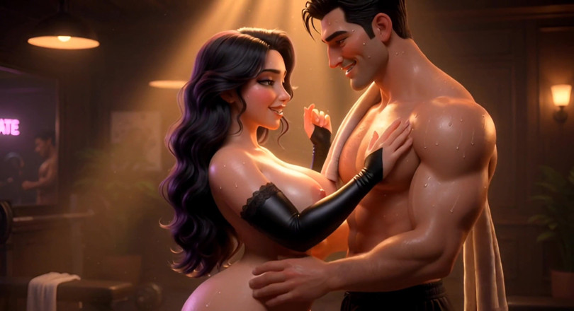 Stories&Anime: Kurviger personal trainer, gehorsame late-night-session (ai generiert)