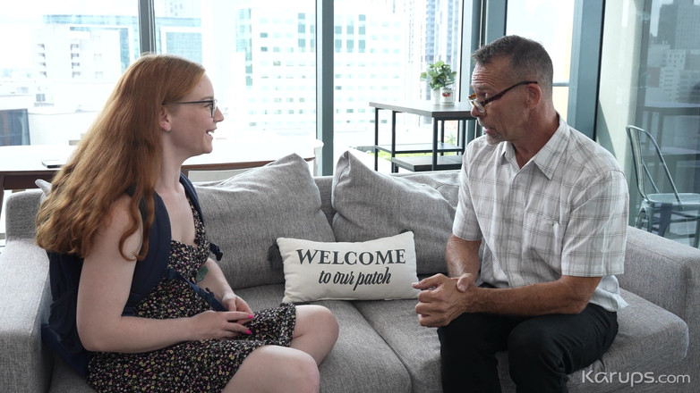 Karups Hometown Amateurs: Hot redhead with nerdy girl glasses fucks the principal to...