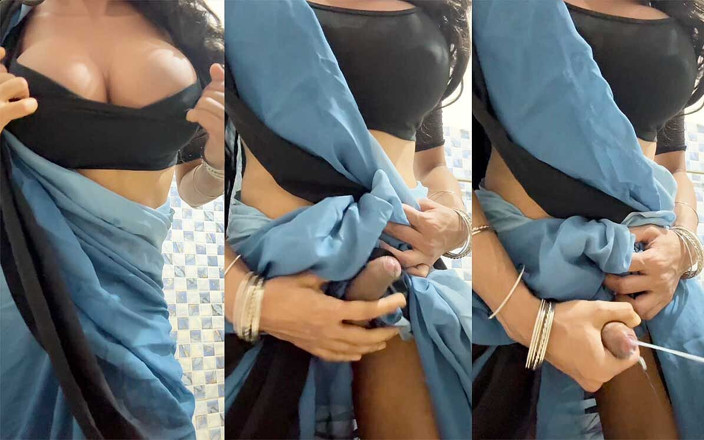 Anushka Crossy: Travestit masturbându-se în sari
