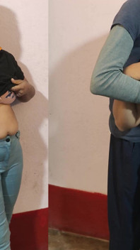 Mengongkek pantat makcik tiri yang dahaga sebelum pepeknya