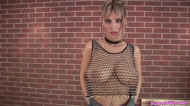 Busty Cafe: Milly Moris Sexy in Mesh