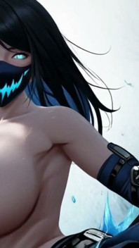 Gol peituda subzero menina topless dança animação