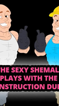 Shemale seksi bermain dengan lelaki pembinaan