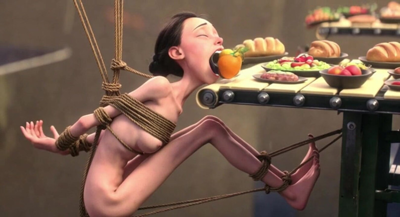 YOUR BEST FANTASY: Skinny Girl in Rope Bondage - Non-stop Feeding Session