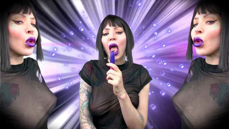 Baal Eldritch: Violet gothic lipstik, ciuman lembut - fetish lipstik, fetish bibir, ciuman