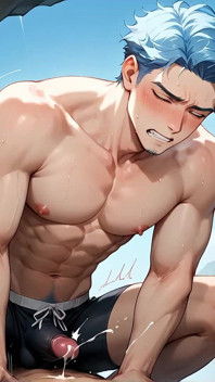 Kar yağışlı bir mağarada mavi saçlı kaslı grup seks partisi! Gay xxx porno!