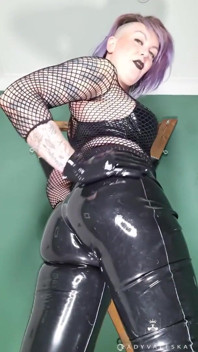 Letting you watch while I shine my latex