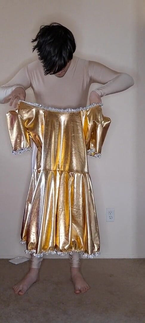 Pup Zentai: Shiny gold maid dress up