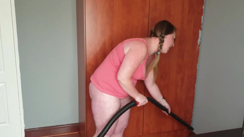 domslutfucker: Pigtailed pale BBW gets undressed to vacuum suck her big...