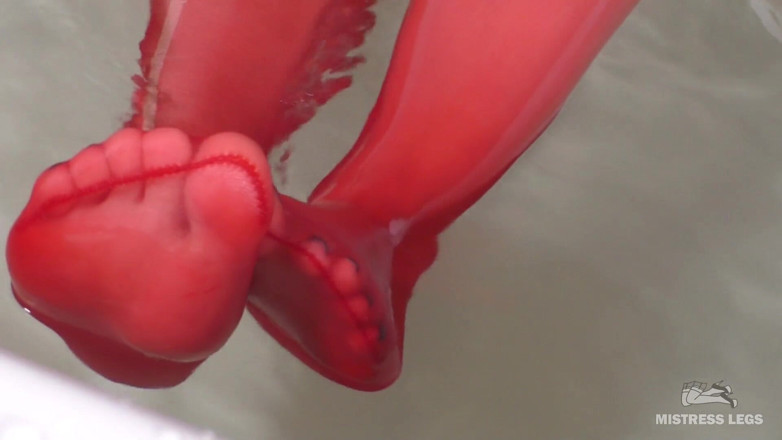 Mistress Legs: Relax and watch my red nylon toes wiggling
