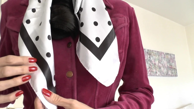 Lady Victoria Valente: Demonstration of Beautiful Satin Headscarves, JOI, Lady Victoria Valente