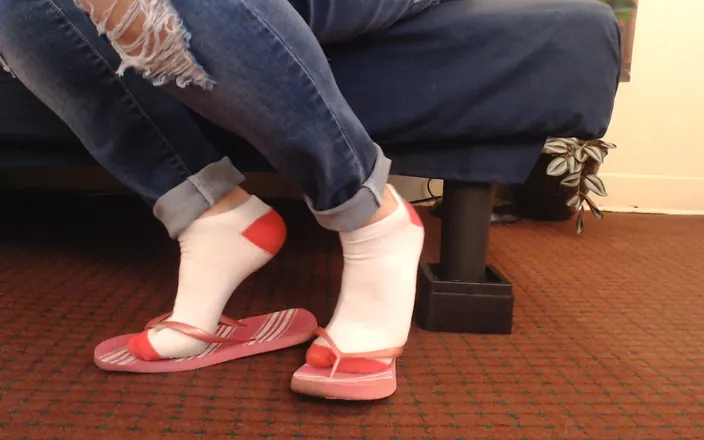 Abby Anna: Socks Pink Flip Flops Shoeplay