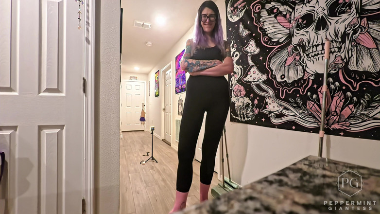 Peppermint Giantess: 6'7 继母拥有她可怜的短输家 - 巨人 pov 羞辱升降和携带