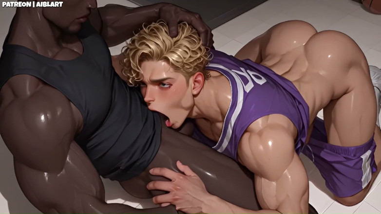 AIBLART: NSFW Animation - Black Basketball Stud BBC Fucks White Teammate Bareback...